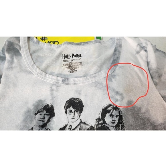 Harry Potter Graphic T-Shirt Tie Dye Top Novelty Tee Cute Ruffle Trim L - Picture 9 of 9